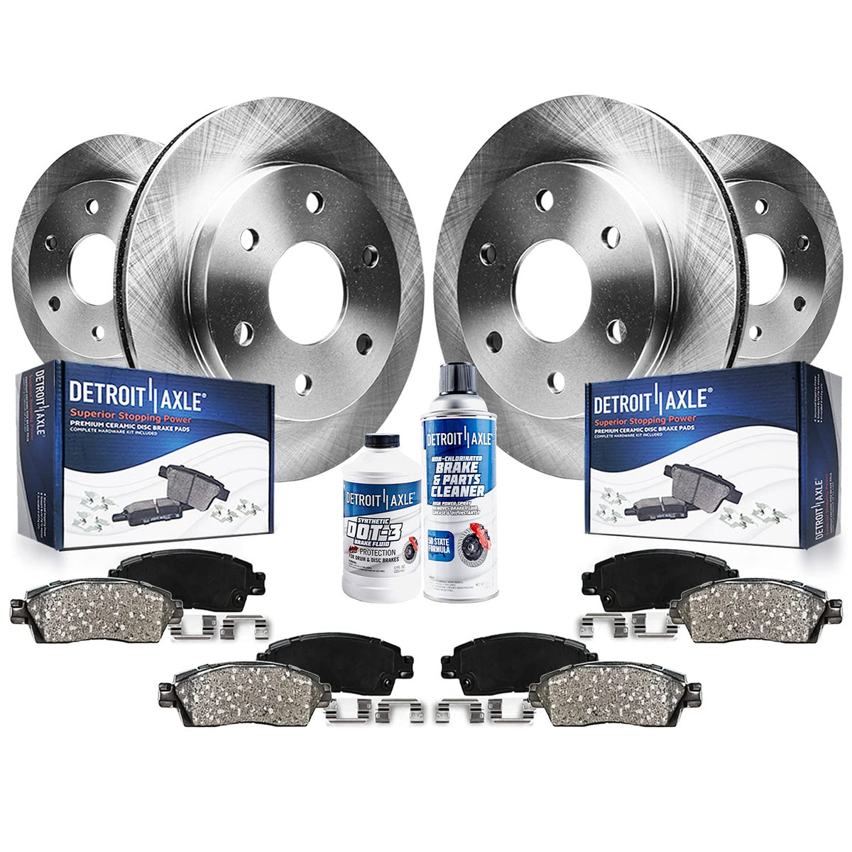 Detroit Axle - Brake Kit for 2005-2012 Nissan Pathfinder 11.65 inch Front & 12.13 inch Rear Disc Brake Rotors Ceramic Brakes Pad